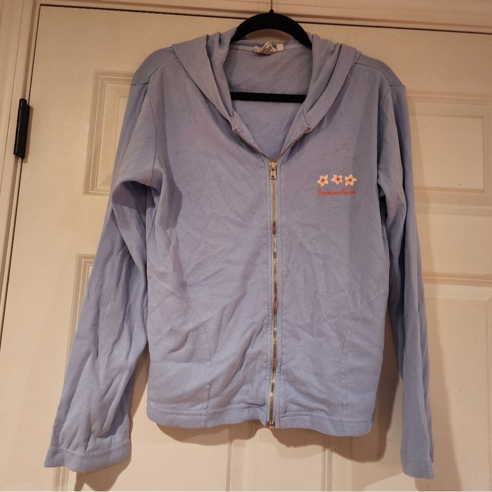 Blue Popponesset Beach Cape Cod cotton zip up hoodie M